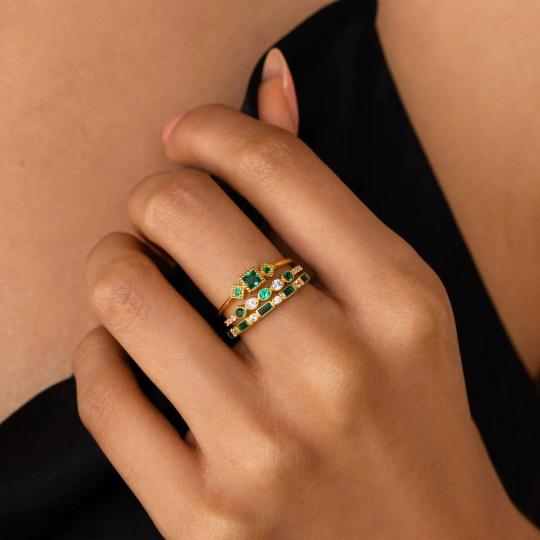 Alex - Unique Inlaid Ring Set