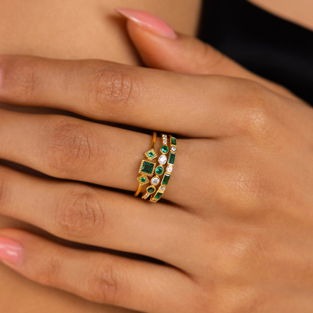 Alex - Unique Inlaid Ring Set