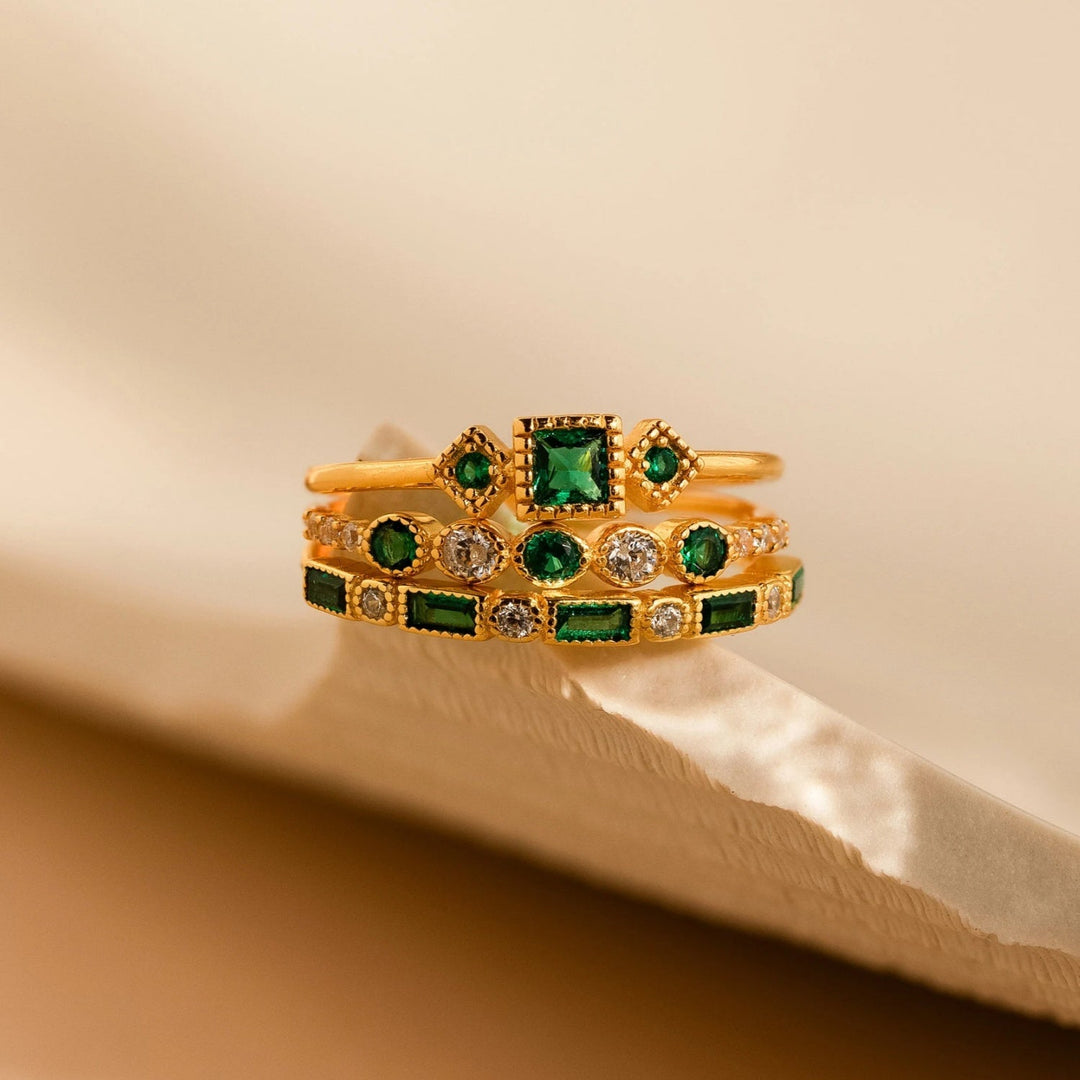 Alex - Unique Inlaid Ring Set
