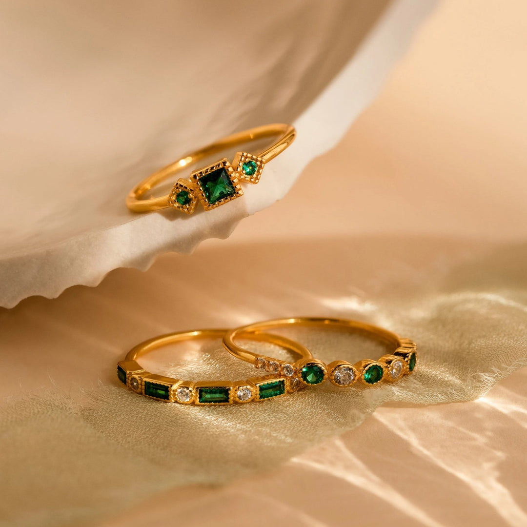 Alex - Unique Inlaid Ring Set