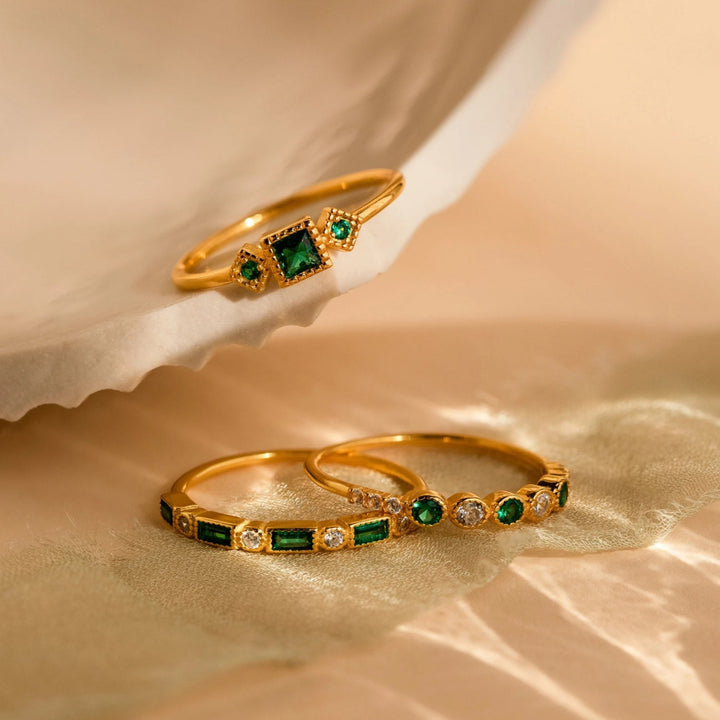 Alex - Unique Inlaid Ring Set
