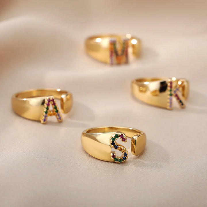 Aura - Gold Stainless Steel Initial Ring