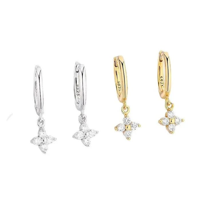 Four Leaf Hoop Earrings