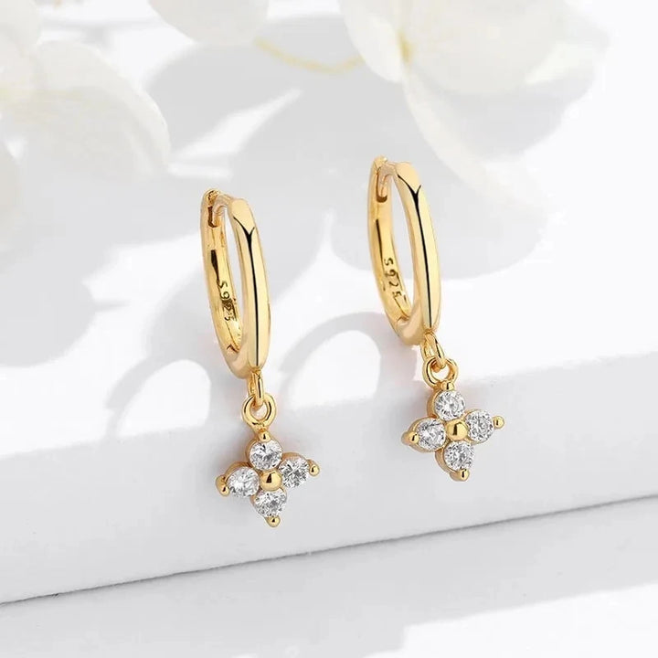 Four Leaf Hoop Earrings