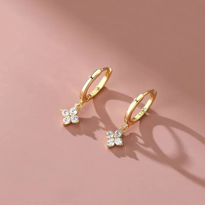 Four Leaf Hoop Earrings