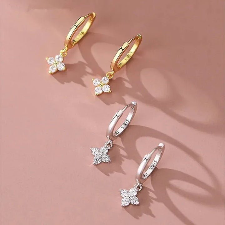 Four Leaf Hoop Earrings