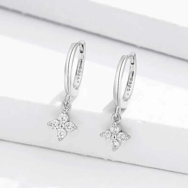 Four Leaf Hoop Earrings