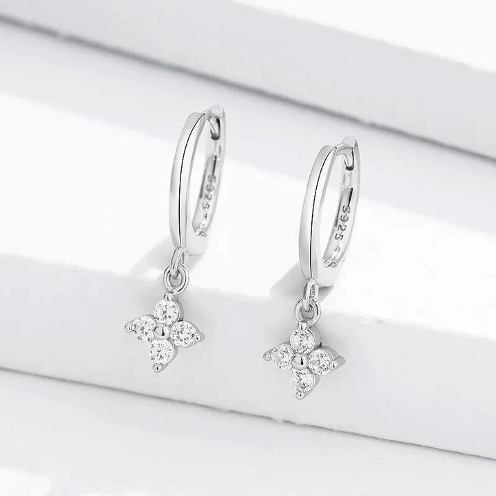 Four Leaf Hoop Earrings