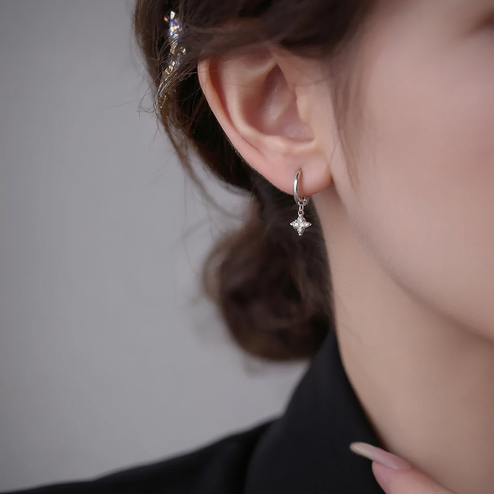 Four Leaf Hoop Earrings