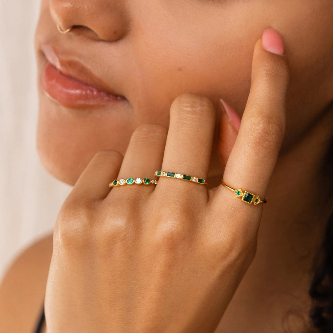 Alex - Unique Inlaid Ring Set